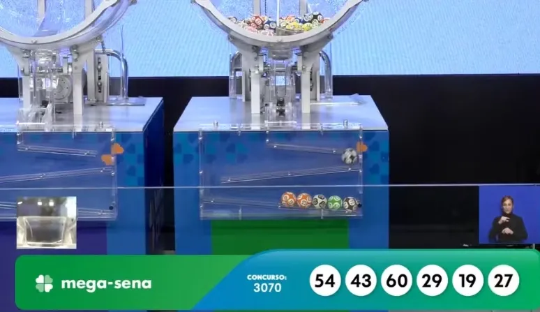 Resultado do concurso 3070 da Mega-Sena. — Foto: Reprodução/Caixa